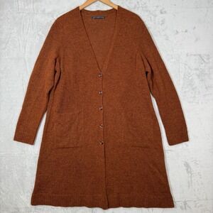 Peruvian Connection Long Cardigan XL Brown Alpaca Wool Blend Luxury Artisan Knit